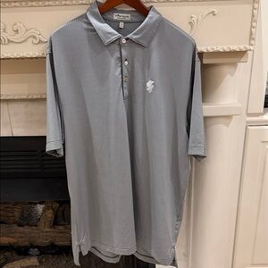 Peter Milar XL Jubilee Performance Men's Navy/White Stripe Polo Shirt